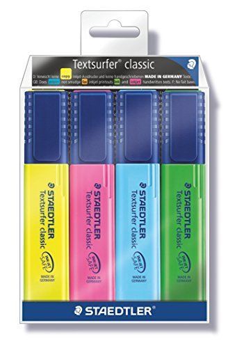 Staedtler Textsurfer Classic 364 WP4 Highlighter Pen - Assorted Colours (Wallet