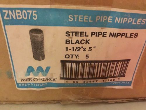 Lot Of 5) Black Pipe Nipple, Threaded, 1-1/2x5 In (lot P315)