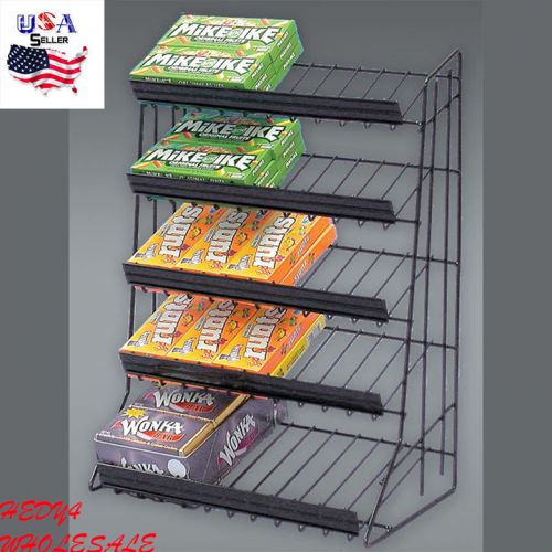 New black 5 tier candy rack waterfall merchandiser 21&#034;h x 15&#034;w x 9&#034;d wholesale for sale