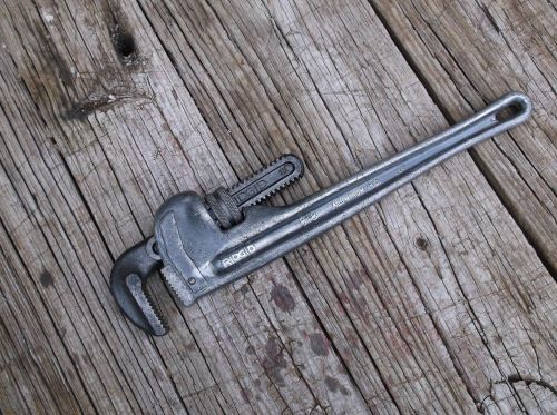 EXCELLENT RIDGID 18&#034; ALUMINUM H.D. PIPE WRENCH NO. 818 FROM A KANSAS ESTATE