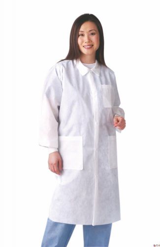 Medline traditional collar knit cuff lab coat, white, nonsw100l, lot bundle 30x for sale