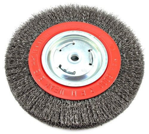 Forney 72762 Wire Bench Wheel Brush, Wide Face Coarse Crimped with 1/2-Inch and