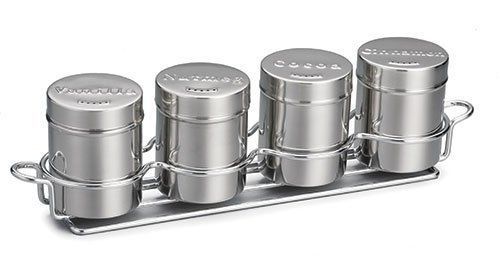 Tablecraft tablecraft 759x 4-piece 6 oz. countertop shaker set with chrome rack for sale