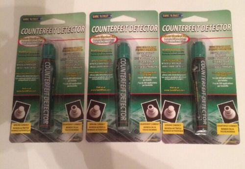 Lot of 3 Sure &#039;N Fast Counterfeit Detector Pens for Bills NEW!!