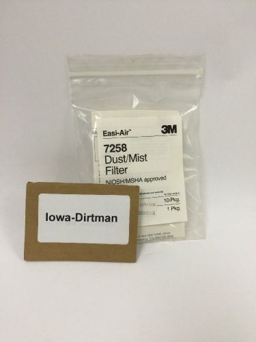 3M Easi-Air 7258 Dust / Mist respirator Pads Pack of 10 Filter NEW