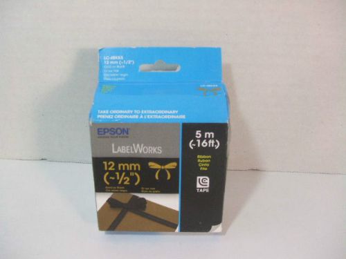 Genuine Epson LabelWorks LC-49KK5 Gold on Black 12mm 1/2 Tape Cartridge NIB