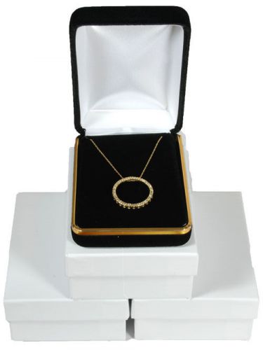 3 Piece Black Velvet Pendant Earrings Jewelry Gift Box 2 1/4&#034; x 3&#034; x 1 1/4&#034;H