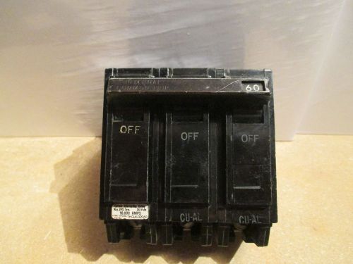 GE 60 AMP 3 POLE CIRCUIT BREAKER THQAL32060 Push in Style.