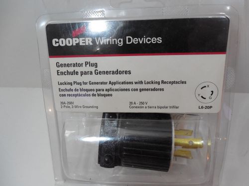 Cooper L6-20P 20A-250v 2 Pole 3 Wire Grounding Generator Plug