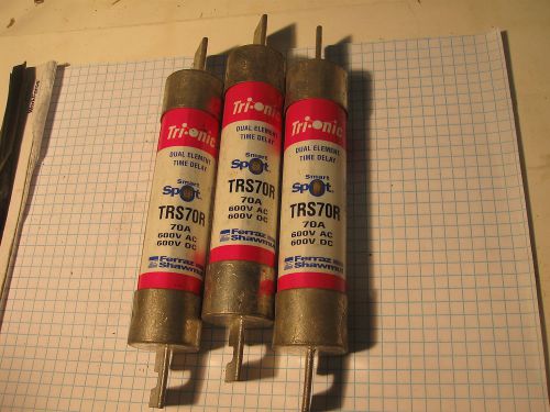 3 pcs TRS70R Fuses 70A, 600VAC Trionic TD Class RK5 Cur Lim (95)