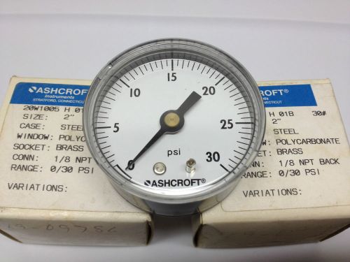 New ashcroft 2” pressure gauge 30 psi 1/8&#034; npt back connection mount for sale