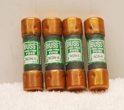 Bussman NON-6 One Time Fuse Lot of 4 **NEW** NON6 #1 Buss