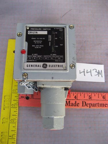 GENERAL ELECTRIC PRESSURE SWITCH CR127A range 135-1000PSI NOS 443m