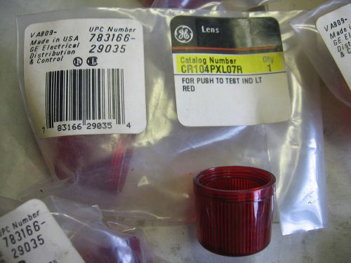 Lot of 10) GE- CR104PXL07R Red Lenses for Push to Test Indicator Light Lens