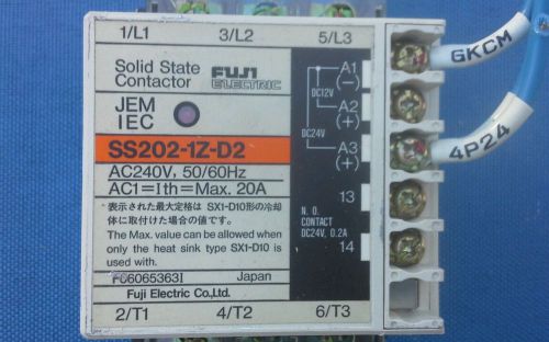 FUJI ELECTRIC SS202-1Z-D2 SOLID STATE CONTACTOR F06065363I NO Heat Sink