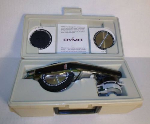 Dymo 1570 deluxe tapewriter kit embossing wheels label machine letters number for sale