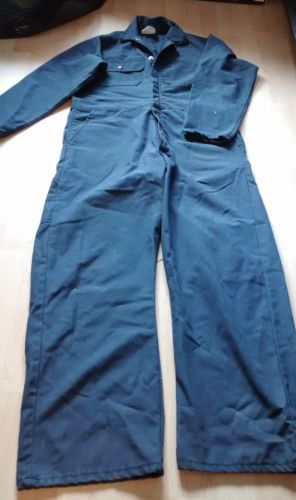 Mens Coveralls Overalls Navy Blue Size 40 L Snap Buttons 2 Way Zipper Work Pants