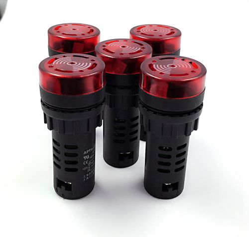 5PCS New DC/AC 24V 22mm Red LED Indicator Light &amp; Buzzer