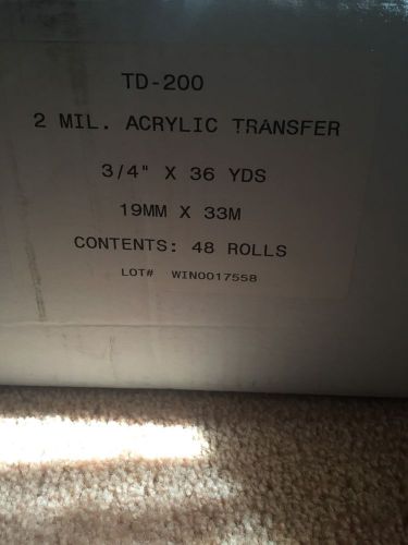 48 rolls td-200 2 mil clear acrylic transfer tape 3/4&#034; x 36 yds. for sale