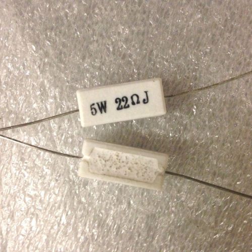 22 ohm, 5w, 5%,  ceramic encased resistor, NOS, 5 pcs