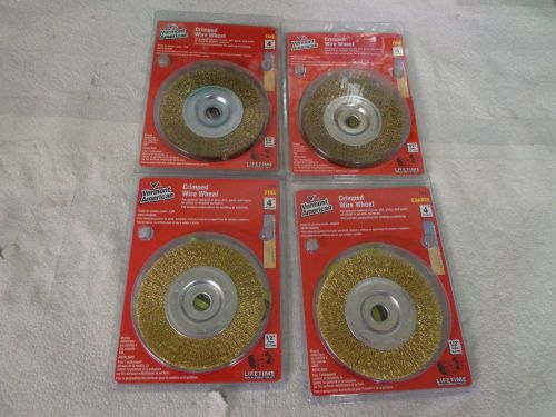 LOT OF 4 Vermont American 16798 4&#034; Brass Fine Wire WheelS 1/2&#034; Arbor NEW