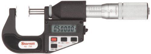 Starrett 756FL-1 LCD Disc-Type Micrometer, Friction Thimble, Lock Nut, 0-1&#034;