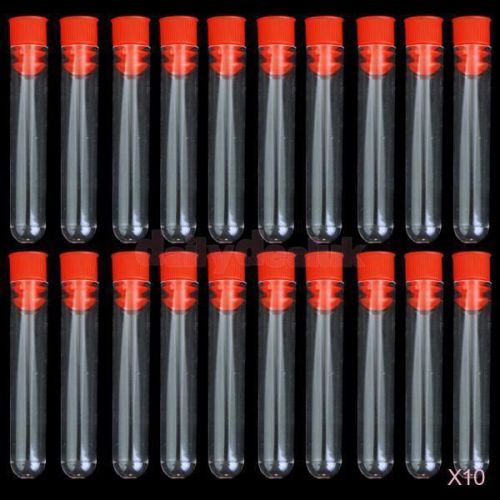 200pcs Clear Plastic Test Tubes Laboratory Tools with Screw Caps