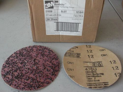 3M Resinite Floor Surfacing Discs 21038  7&#034; x 7/8&#034; slot, 12 Grit Box of 18 New