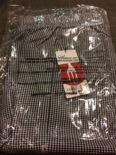 CHEF WORKS CHEFS Black &amp; White CHECKED PANTS SIZE SZ 2XL UNISEX New NWT