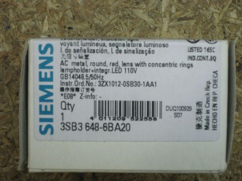NEW Siemens 3SB3 648-6BA20 3SB36486BA20 red LED pilot light lamp 110v