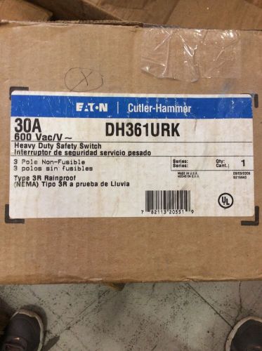 Eaton cutler hammer heavy duty disconnect dh361urk 30 amp 600 volt non fusible for sale