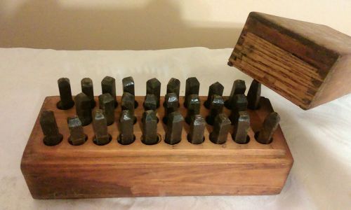 STEEL PUNCH DIE SET ANTIQUE VINTAGE HANDMADE BOX ALPHABET 1/4&#034; LETTER DOVETAILED