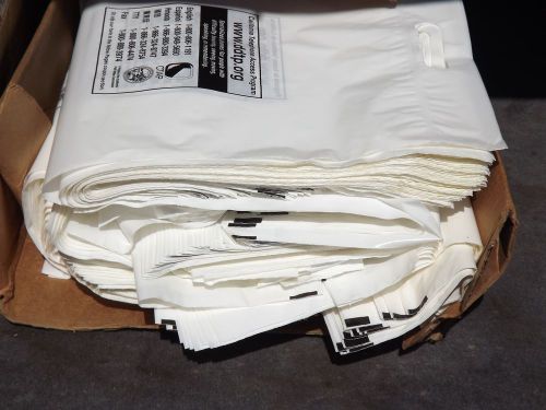Lot of 300 Qty. White Plastic Retail Shopping Bags w/ Handles 15x19
