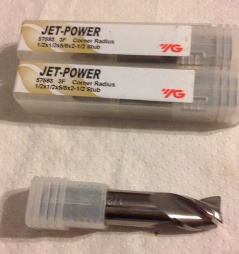 Yg jet-power carbide  3 fl 35d helix stub em 1/2 x 1/2 x 5/8 x 2 1/2 lot of 3 for sale