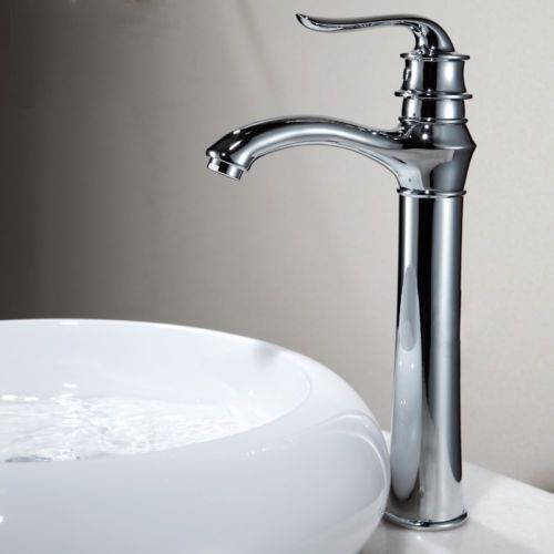 Modern Single Hole Vessel Sink Faucet Brass in Chrome Finished Free Shipping