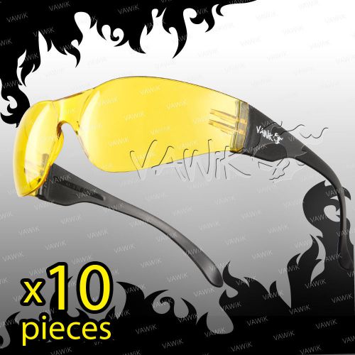 VAWiK Protective Eyewear Safety Spectacles yellow lens black frame 10 PAIRS ?