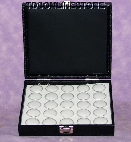 Traveling gem storeage hinged lid 25 space white foam for sale