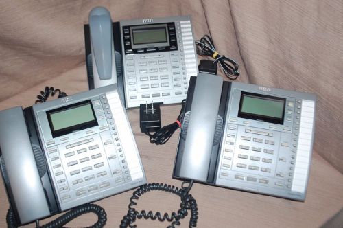 Lot Of 3 - RCA Executive Office Phones w/Power Supply 25415RE3-A &amp; 25202RE3-B