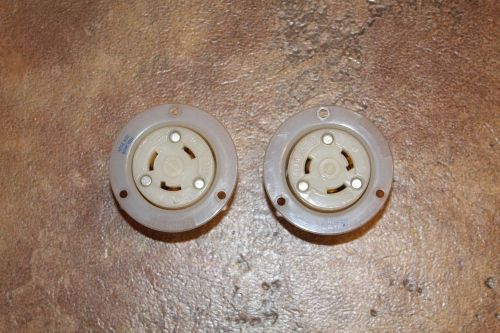 (2) hubbell flanged receptacle 30 amp 250 volt, clear flange for sale