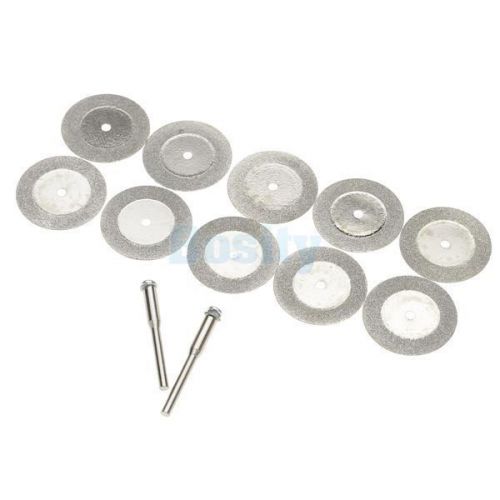 10pcs 30mm Diamond Cut Off Disc Wheel Rotary Tool with Two Mandrel Arbor