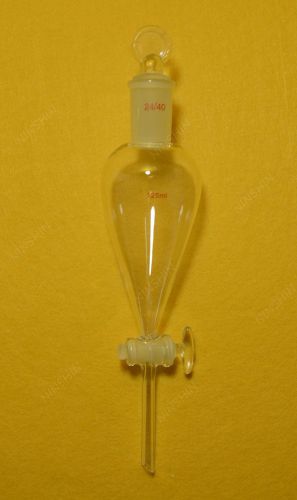 125ml,24/40,Lab Pyriform Separatory Funnel,Glass Stopcock,With the cap