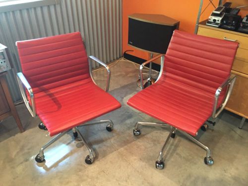 Herman Miller Eames Aluminum Group Management Chair Red Leather