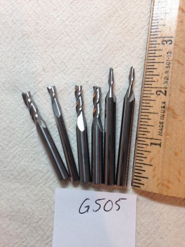 6 NEW 6 MM &amp; 4.5 MM SHANK CARBIDE ENDMILLS. 2 &amp; 3 FLUTE. USA MADE.  {G505}