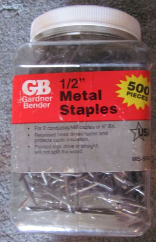 GB MS-550 1/2&#034; X 1&#034; Metal Staples For Electrical Wiring - Qty 500