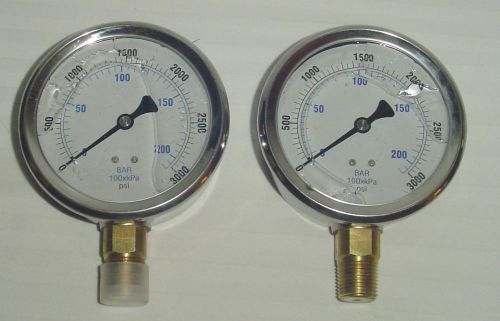 NEW~QTY (2) Pressure Gauges  4&#034;~SS ~i~Glycerine Filled