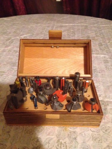 Lot Of 35 Router Bits With Wooden Case