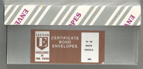 CERTIFICATE BOND ENVELOPES (10-20) WHITE COCKLE BOX OF 500 FREE SHIPPING EASTERN