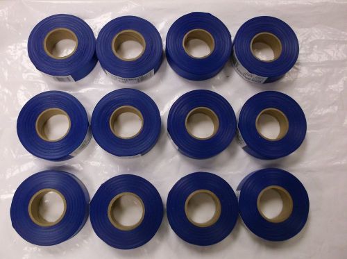 KESON INDUSTRIES LOT OF 12 ROLLS FLAGGING TAPE 1 3/16&#034; x 300&#039;  BLUE