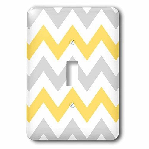 3dRose lsp_179795_1 Yellow and Grey Chevron Zig Zag Pattern Gray White Zigzag