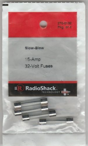 Radioshack 15-amp 32 volt slow-blow  1 1/4 x 1/4&#034; fuses 270-1032 for sale